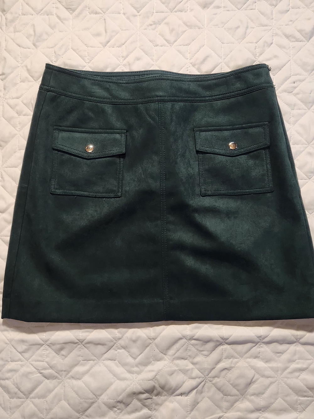 LOFT Dark Green Suede Pocket Mini Skirt